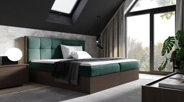 Meble Gruška - Boxspring postelja Wood 8 - 180x200 cm - temni hrast