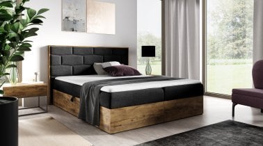 Meble Gruška - Boxspring postelja Wood 9 - 200x200 cm - hrast lancelot