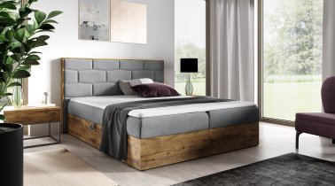 Meble Gruška - Boxspring postelja Wood 9 - 200x200 cm - hrast lancelot