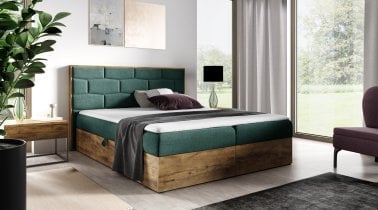 Meble Gruška - Boxspring postelja Wood 9 - 200x200 cm - hrast lancelot