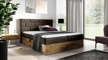 Meble Gruška - Boxspring postelja Wood 9 - 200x200 cm - hrast lancelot