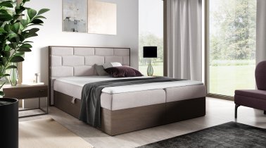 Meble Gruška - Boxspring postelja Wood 9 - 200x200 cm - temni hrast