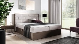 Boxspring postelja Wood 9 - 140x200 cm - temni hrast