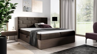 Meble Gruška - Boxspring postelja Wood 9 - 200x200 cm - temni hrast
