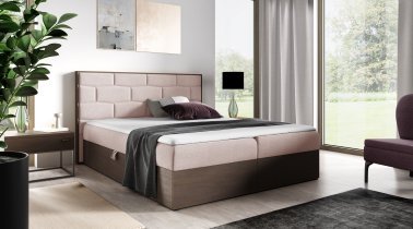 Meble Gruška - Boxspring postelja Wood 9 - 200x200 cm - temni hrast