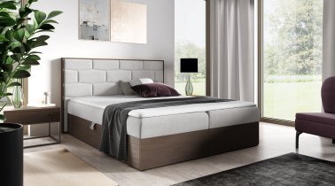 Meble Gruška - Boxspring postelja Wood 9 - 200x200 cm - temni hrast