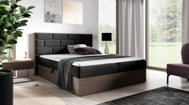 Meble Gruška - Boxspring postelja Wood 9 - 200x200 cm - temni hrast