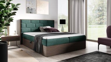 Meble Gruška - Boxspring postelja Wood 9 - 200x200 cm - temni hrast