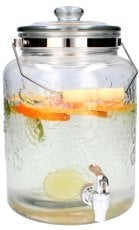 Steklen kozarec s steklenim pokrovom in pipo, 8L - IDE1724