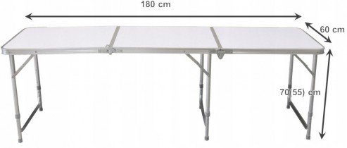 Chomik - Zložljiva turistična miza 180 cm - bela - OXE8242