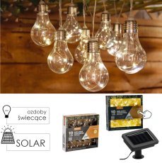 Chomik - Sončna vrtna girlanda 2 + 1,8 m 10 LED - bela - SOL3538