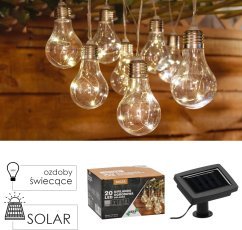 Chomik - Girlanda sončna vrtna 2 + 3,8 m 20 LED - topla bela - SOL3545