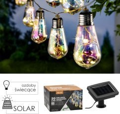 Girlanda solarna ogrodowa dł. 2 + 3,8 m felisi 20 led opalowy zimny biały *3569