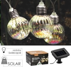 Girlanda solarna ogrodowa dł. 2 + 3,8 m loris 20 led opalowy zimny biały *3576  Vrtna sončna veriga dol. 2 + 3,8 m loris 20 led opalni hladno beli *3576