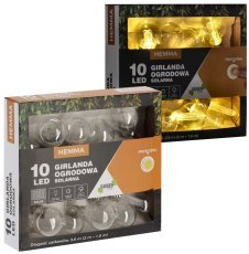 Chomik - Sončna vrtna girlanda 2 + 1,8 m 10 LED - toplo bela - SOL3606