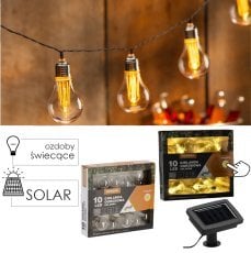 Chomik - Sončna vrtna girlanda 2 + 1,8 m 10 LED - toplo bela - SOL3606