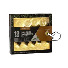Chomik - Sončna vrtna girlanda 2 + 1,8 m 10 LED - toplo bela - SOL3613