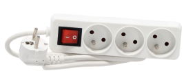 Podaljšek razdelilec z izklopnim stikalom 3 vtičnice 1,5 m - bel - KAB8565