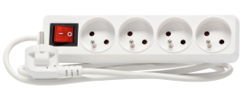 Podaljšek razdelilec z izklopnim stikalom 4 vtičnice 1,5 m - bel - KAB8619