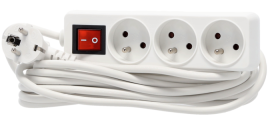 Podaljšek razdelilec z izklopnim stikalom 3 vtičnice 5 m - bel - KAB8725