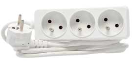Podaljšek razdelilec 3 vtičnice 1,5 m - bel - KAB8770