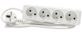 Podaljšek razdelilec 4 vtičnice 1,5 m - bel - KAB8787