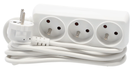 Podaljšek razdelilec 3 vtičnice 3 m - bel - KAB8794
