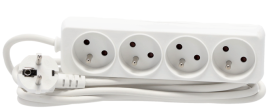 Podaljšek razdelilec 4 vtičnice 3 m - bel - KAB8800