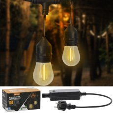 Girlanda ogrodowa ze sterownikiem 12 v dł. 0,6 + 14,4 m filame 15 led ciepły biały z uchwytami *1267Vrtna girlanda s krmilnikom 12 v dolž. 0,6 + 14,4 m filame 15 led toplo bela z nosilci *1267
