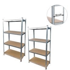 Komplet dveh 4-nivojskih regalov 150x70x30 cm - GWI2165
