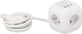 Podaljšek napajalna kocka 3 vtičnice 230v, 1,5 m - bel - KAB2578