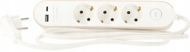 Podaljšek razdelilec z izklopnim stikalom 3 vtičnice 230v, 1,5 m - bel - KAB2585