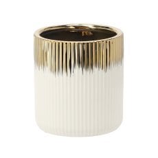 Keramični ovitek za lonček 15 x 15 x 16 cm zlato-bela *3352