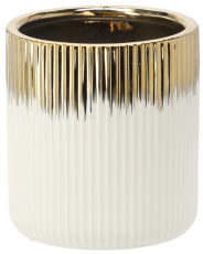 Keramični ovitek za lonček 15 cm - zlato-bela - ELI3352