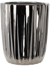 Keramični okrasni lonec 39,5 cm - srebrn rebrasti - ELI3444