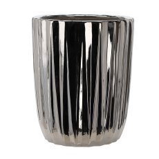 Keramični okrasni lonec za cvetlični lonec 39,5 x 39,5 x 48,5 cm srebrn rebrasti *3444