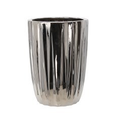 Keramični tulec za lonček 31,5 x 31,5 x 44,5 cm srebrn rebrast *3451