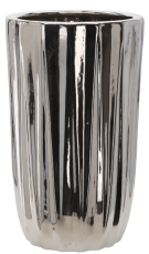 Keramični okrasni lonec 24, 5 cm - srebrn rebrast - ELI3468