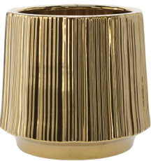 Keramični okrasni lonec 44 cm - zlata rebrasta - ELI3536