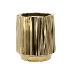 Keramični ovitek za lonček 32 x 32 x 35,5 cm zlata rebrasta *3543