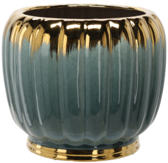 Keramični okrasni lonec 41 cm - zlato-zelena - ELI3628