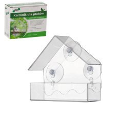 Krmilo za ptice 2-delno prozorno s priseskom - EDA4380