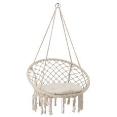 Viseči stol - štorkljino gnezdo z blazino - bež - HAM5288