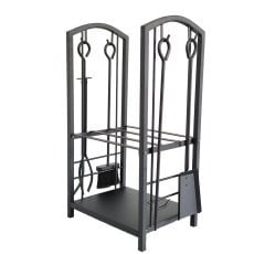 Kovinsko stojalo za drva s 4-delno kaminsko garnituro - KOM5882