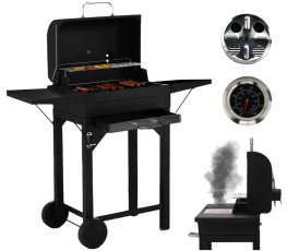 Žar na oglje s pokrovom, rešetko in kolesi - BBQ6049