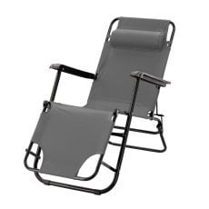 Zložljiv vrtni ležalnik z vzglavnikom siv *6896