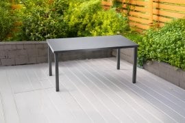 Vrtna miza s stekleno ploščo 150x90x71 cm - siva - RIT9514