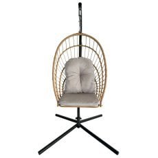 Viseči zložljivi fotelj eris rjav, blazina - siva, okvir - črn *0923