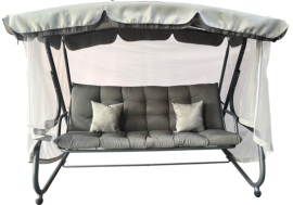 Vrtna gugalnica z mrežo proti komarjem 220x130x175 cm - siva - KRE0954