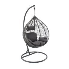 Viseči fotelj temno siv, blazina - temno siva, okvir - temno siv 118x107xd68cm *1036